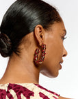 Essentiel Antwerp - Floralia Gold and Burgundy Chunky Hoop Earrings