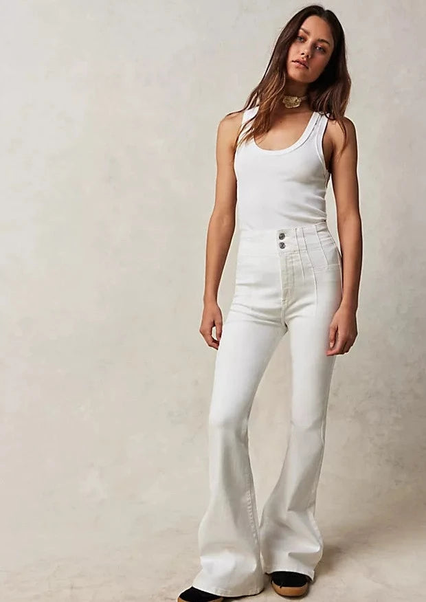 Free people sale white flare jeans