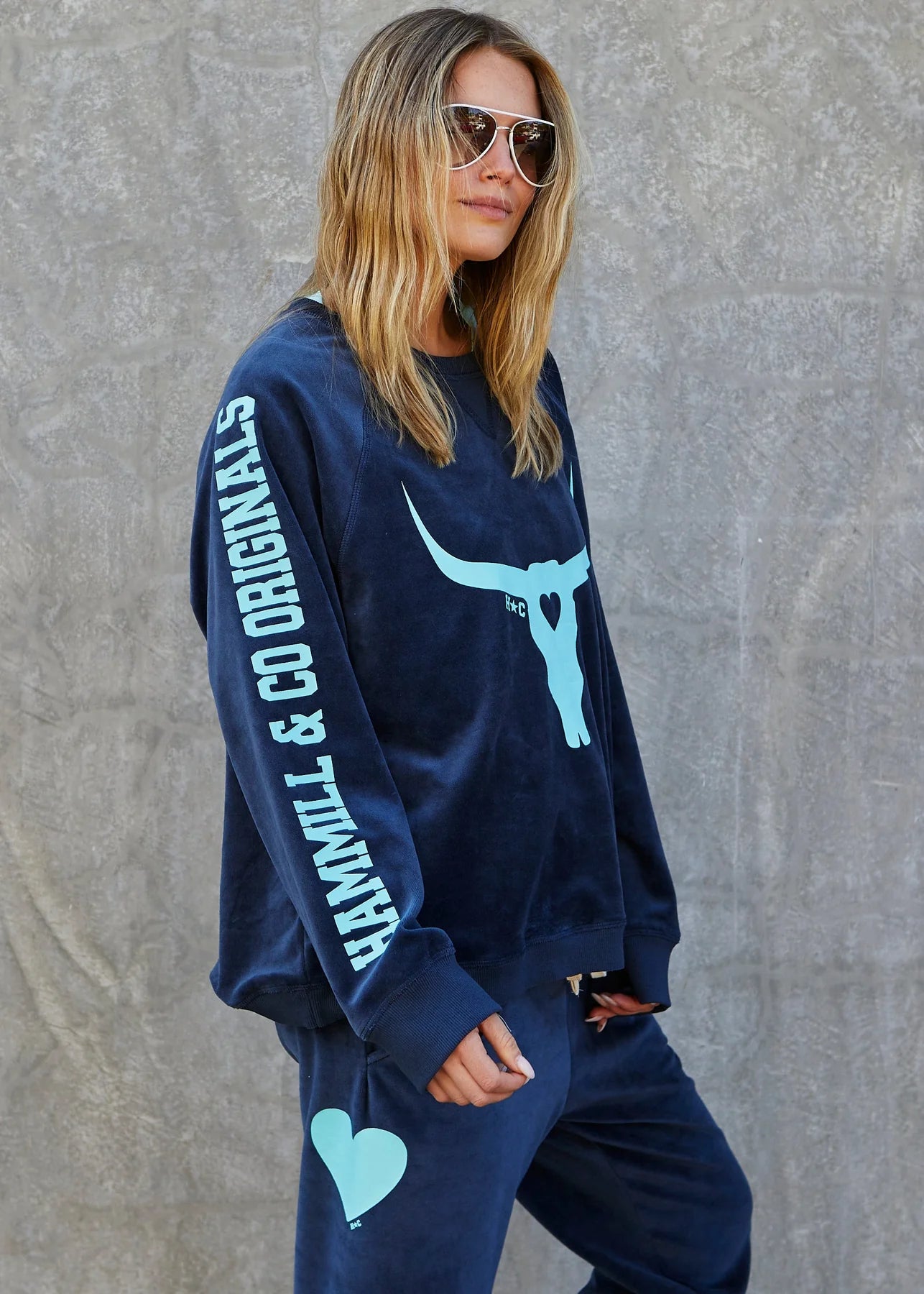 Hammill & Co - Velour Navy Sweat