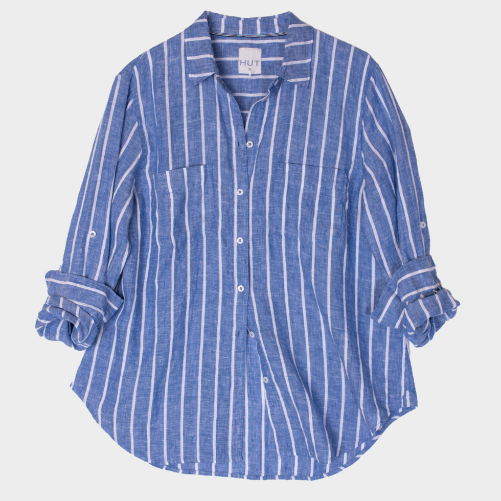 Hut - Boyfriend Shirt Marine Stripe