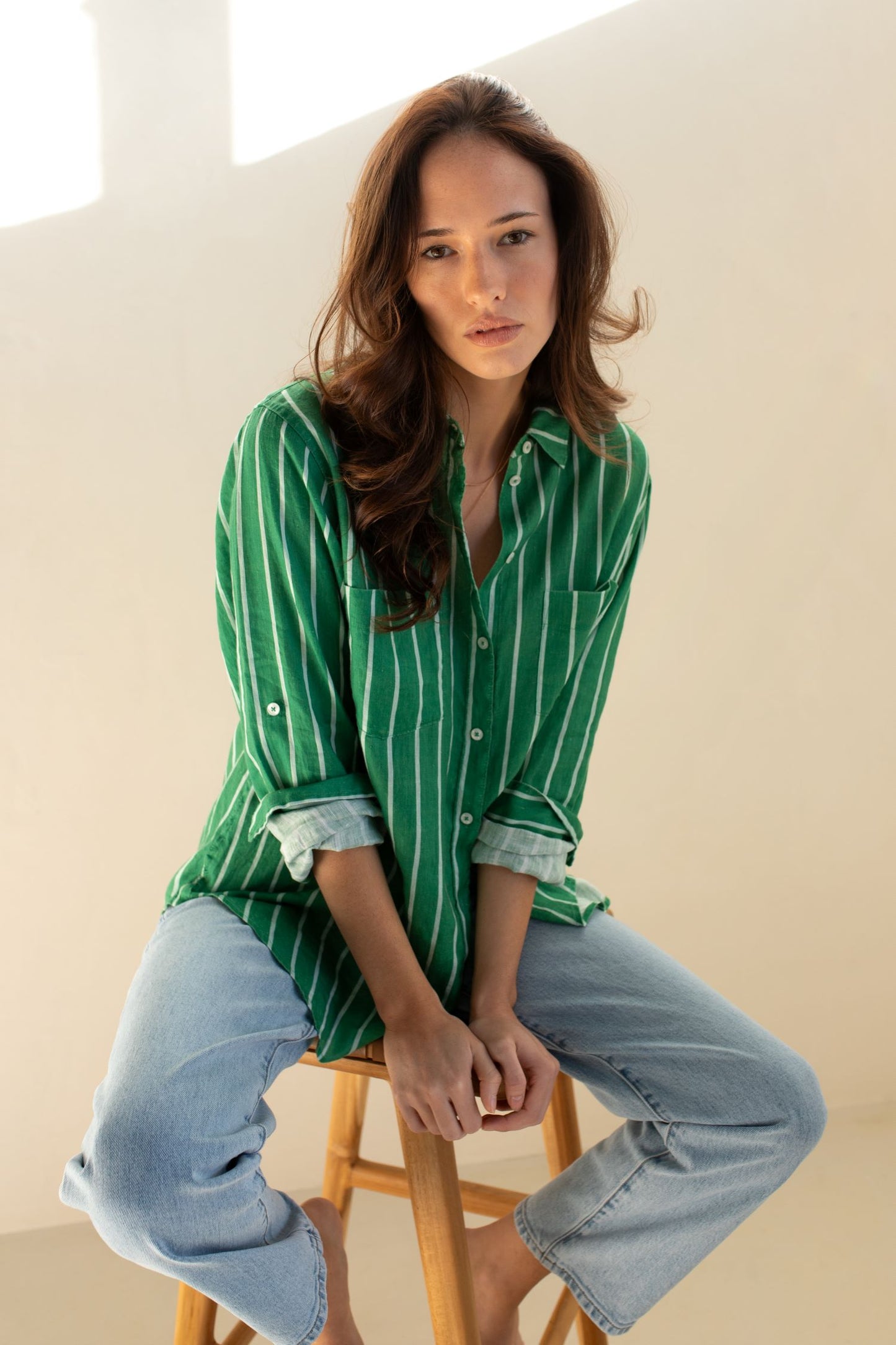 Hut - Boyfriend Shirt Rooftop Garden Stripe