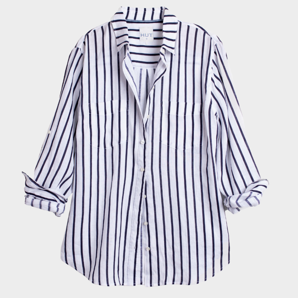Hut - Navy and White Stripe Boyfriend Shirt