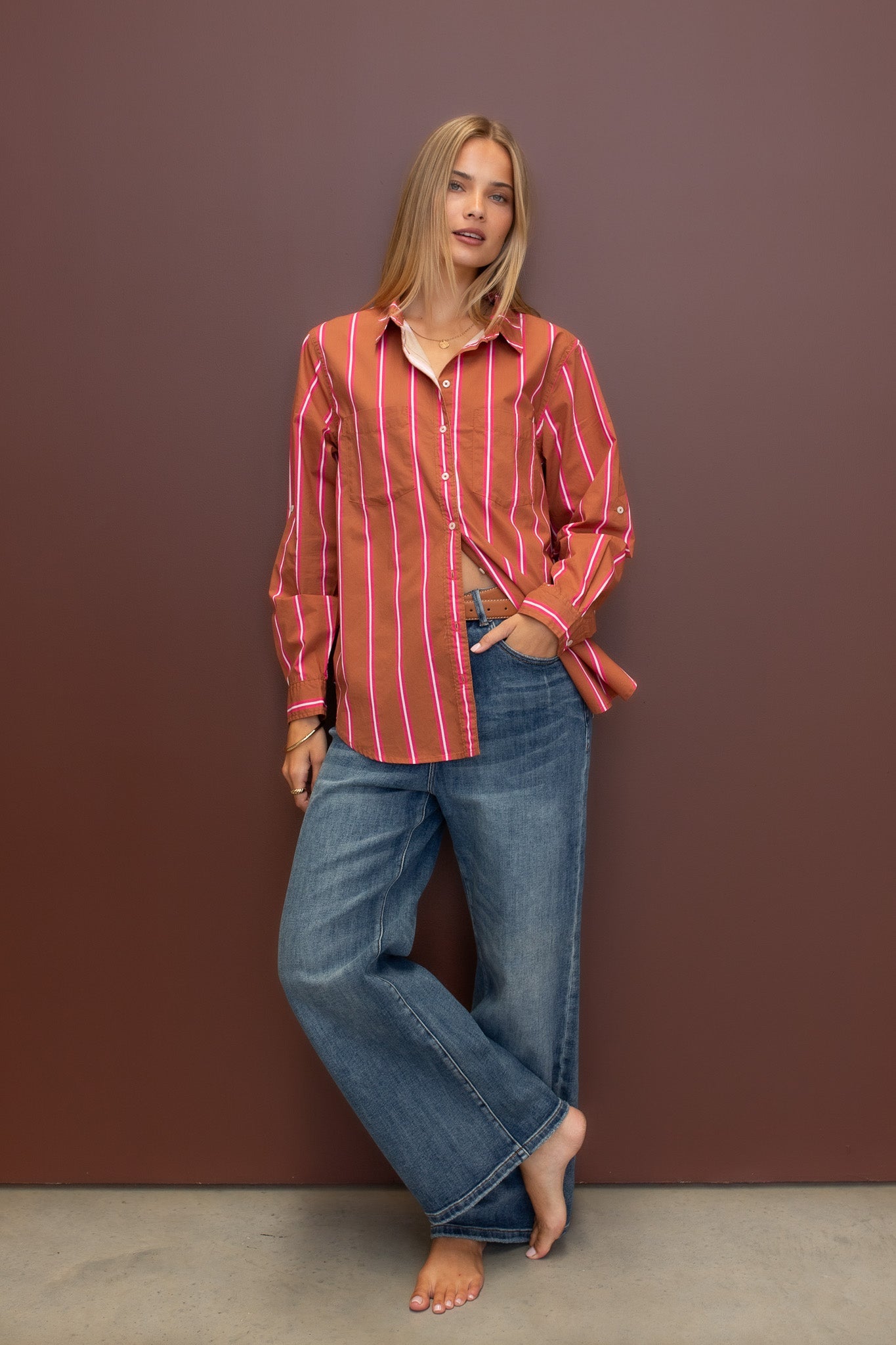 Hut - Stripe Me Lucky Cotton Poplin Shirt