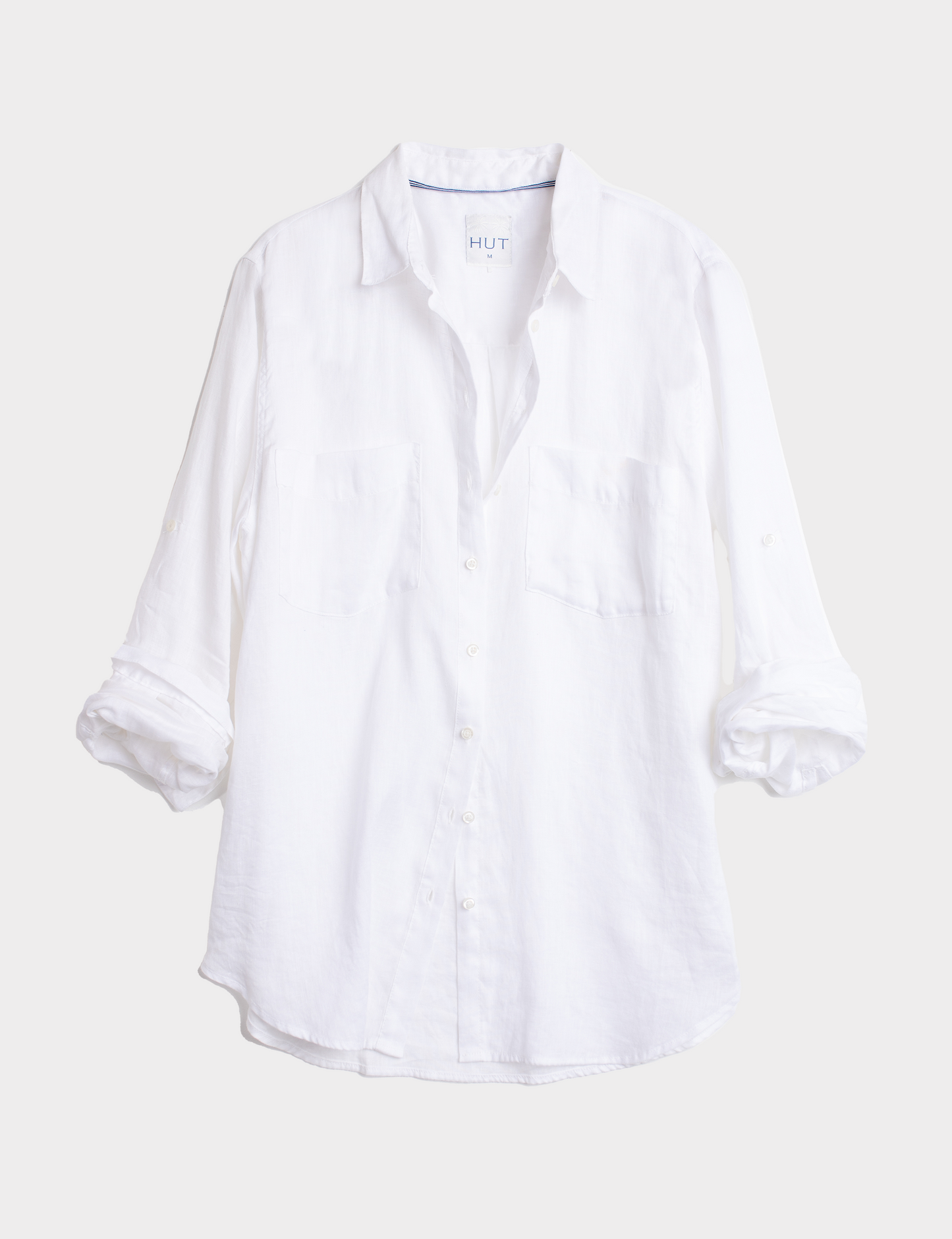 Hut - White Hidden Placket Boyfriend Shirt