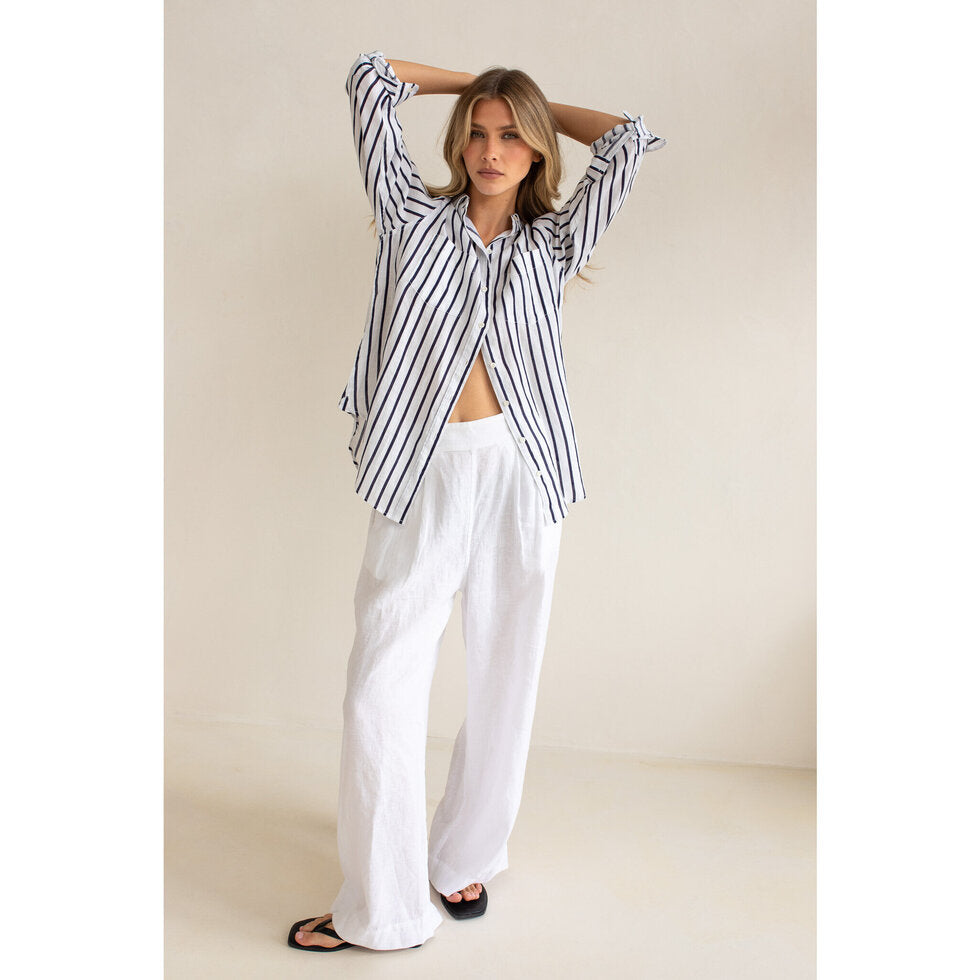 Hut - Navy and White Stripe Boyfriend Shirt