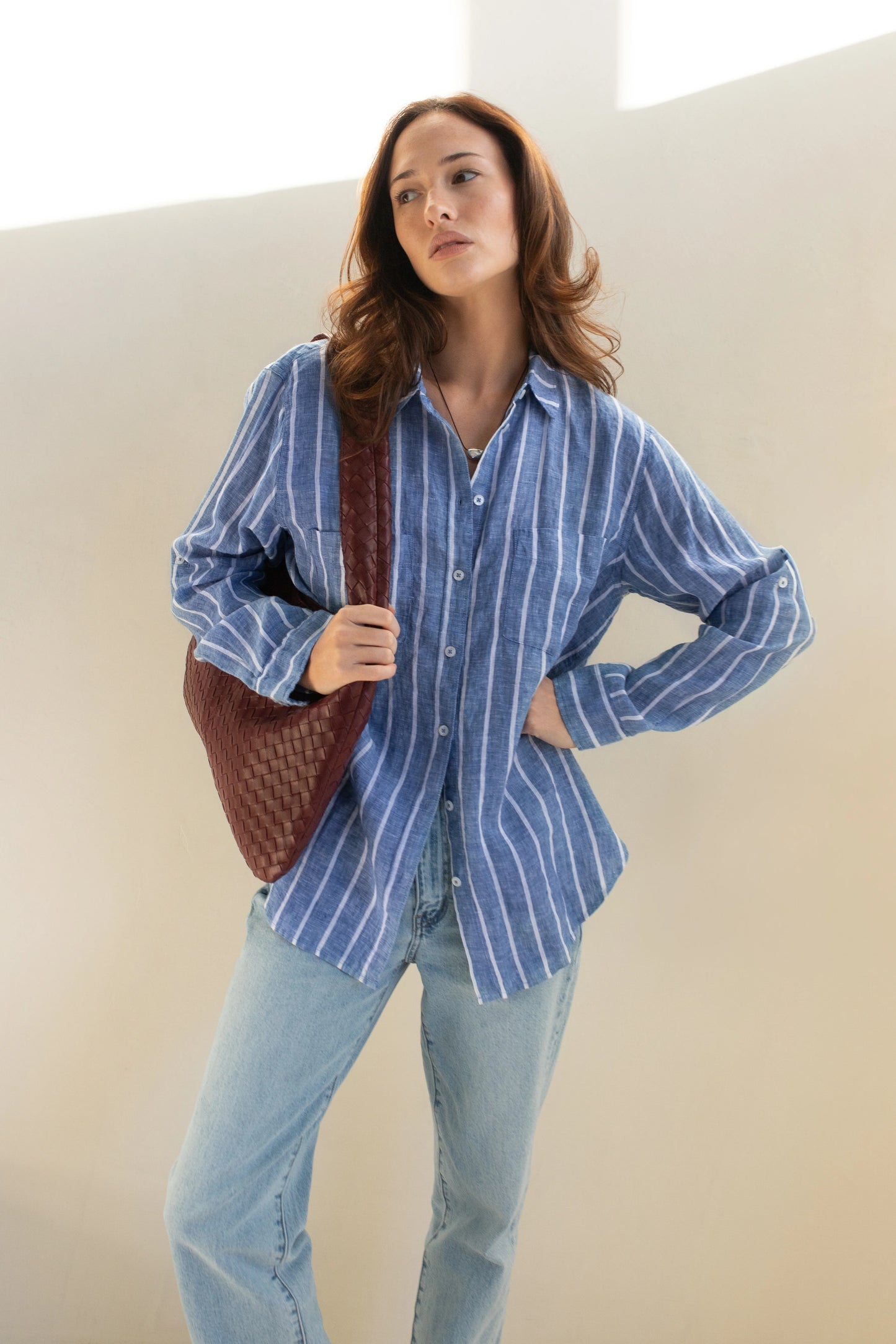 Hut - Boyfriend Shirt Marine Stripe