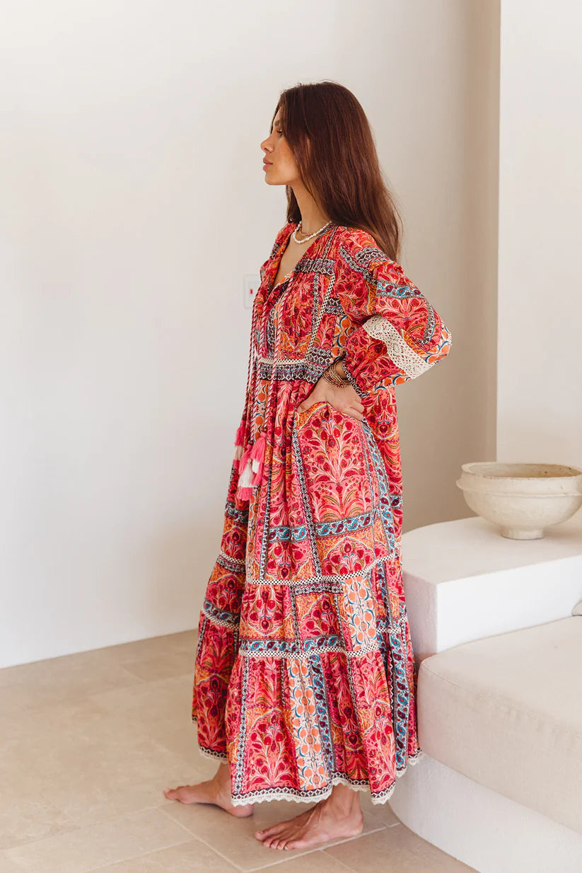 I am Pylgrym - Boho Maxi Dress Temple Print
