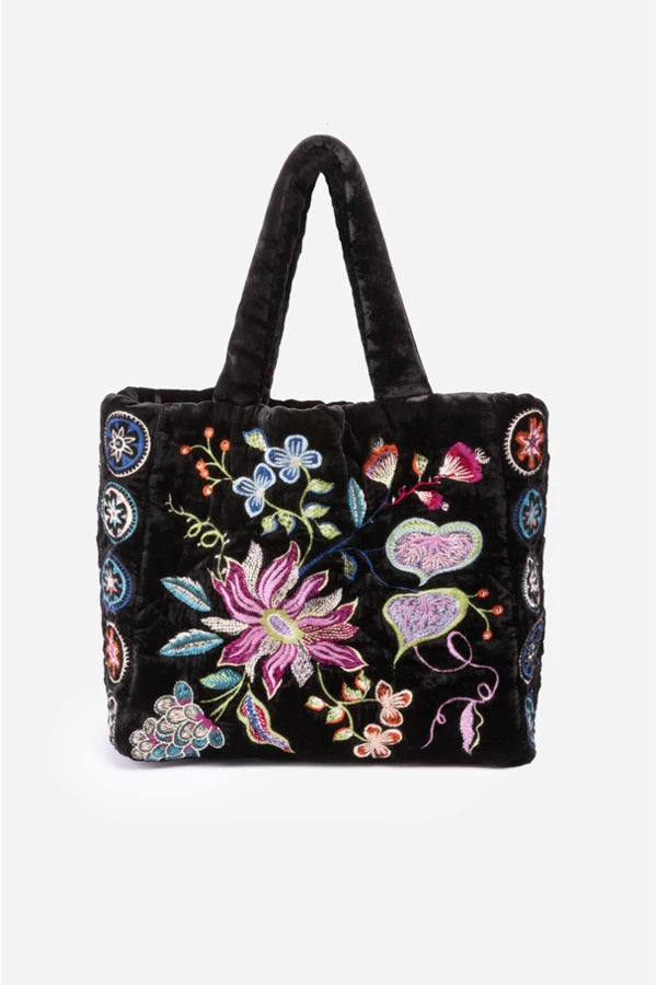 Black velvet tote online bag