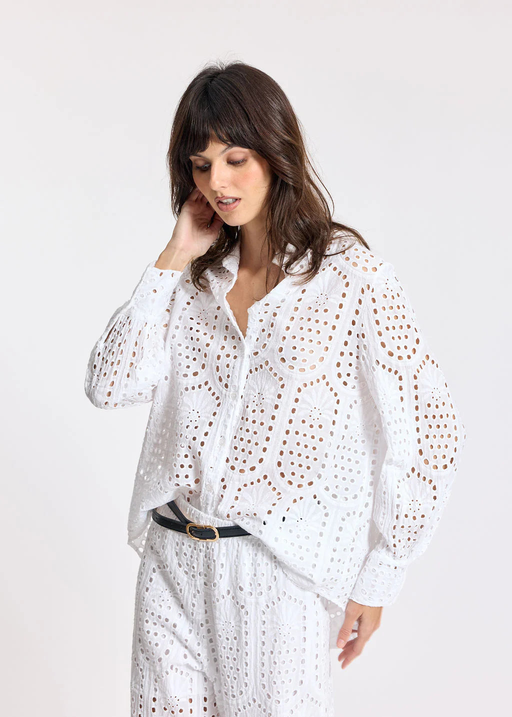 Lauren Vidal - Alora White Broderie Anglaise Shirt