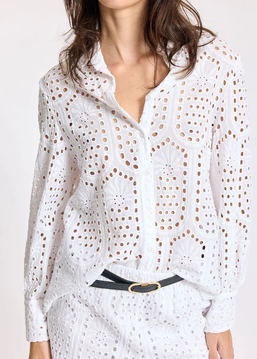 Lauren Vidal - Alora White Broderie Anglaise Shirt