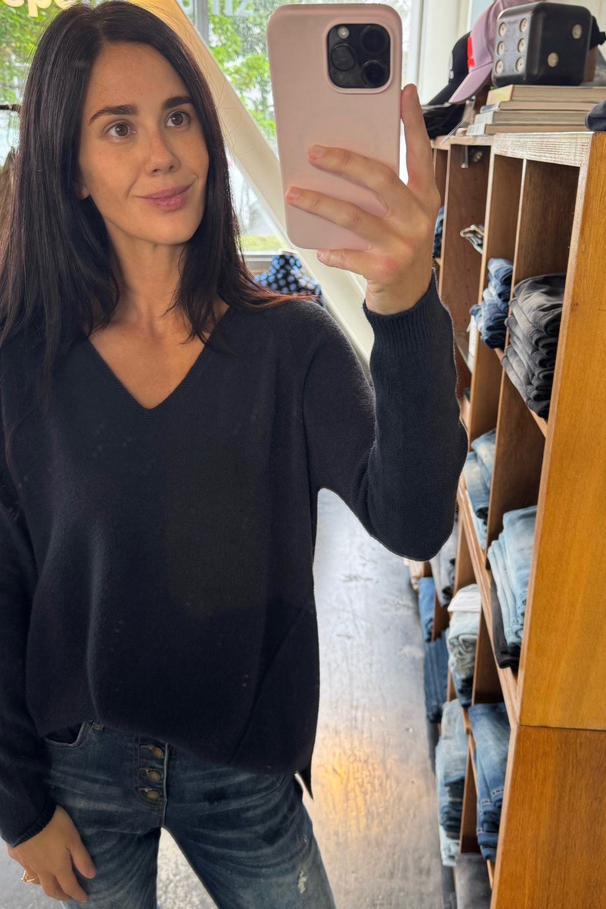 Lauren Vidal - Ellen Ribbed V-Neck Sweater