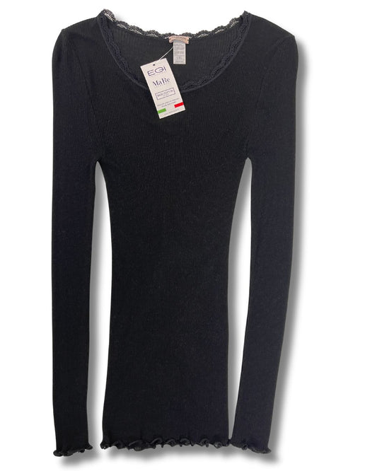 EGi Collections - Modal Cashmere Long Sleeve Lace Trim Top