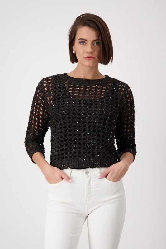 Monari - Open Weave Jumper with Sequins