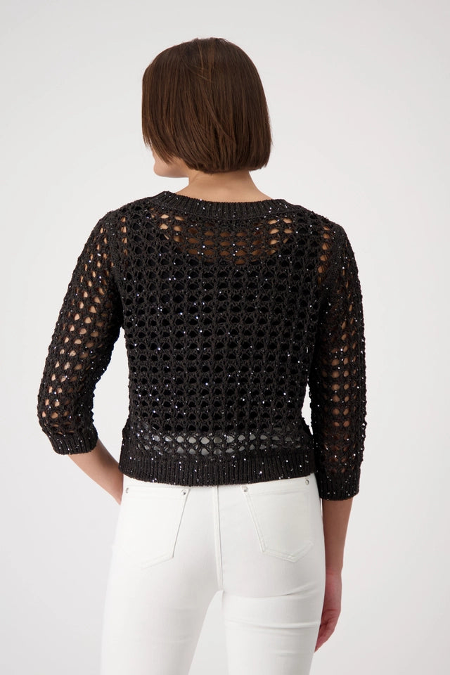 Monari - Open Weave Jumper with Sequins
