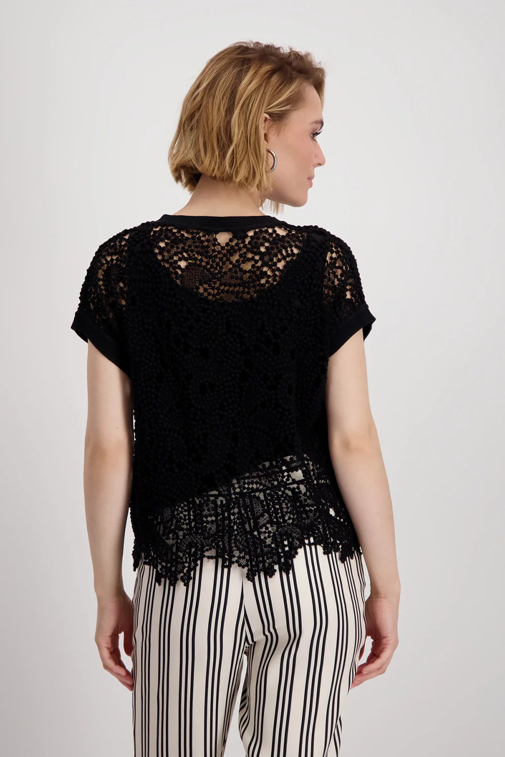 Monari - Round Neck Lace Top