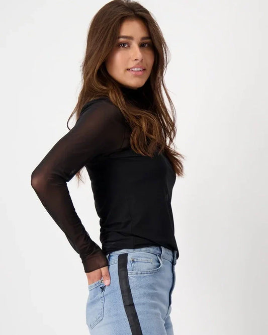 Monari - Sheer Mesh Poloneck