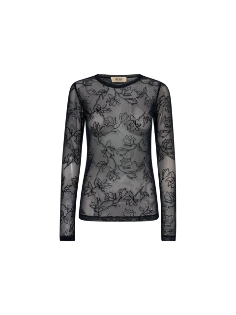 Mos Mosh - Loretta Velvet Leafy Mesh Top