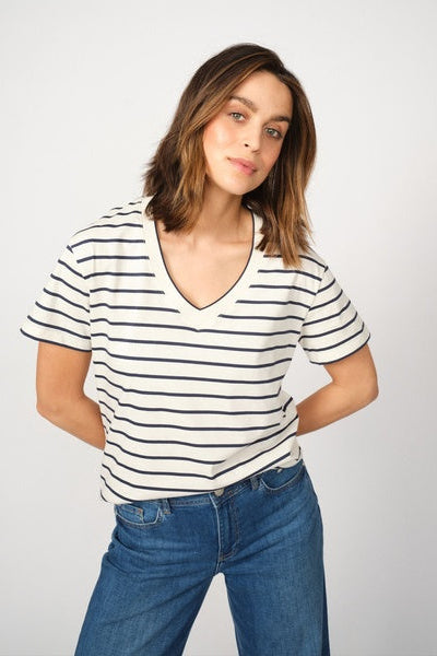 Mos Mosh - Nani V-Neck Stripe T-Shirt