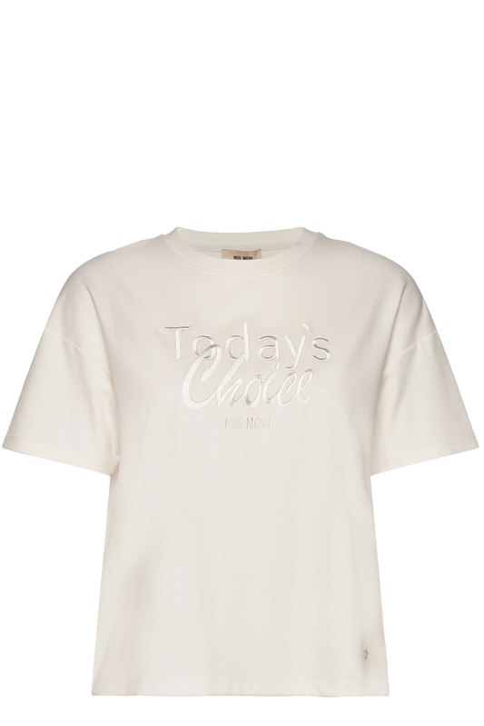 Mos Mosh - Cacho O-SS Embroidery Tee Ecru