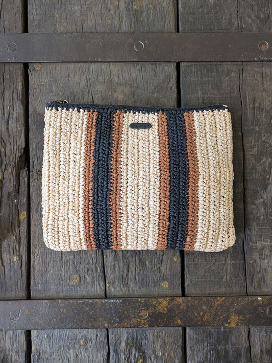 Yerse - Raffia Striped Clutch Bag