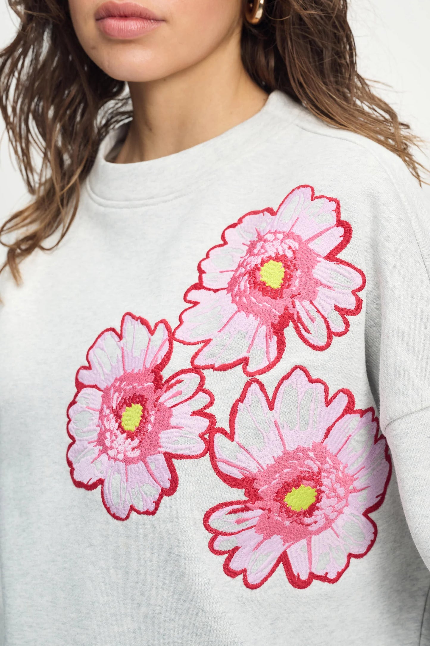 Pom Amsterdam - Grey Embroidered Sweater