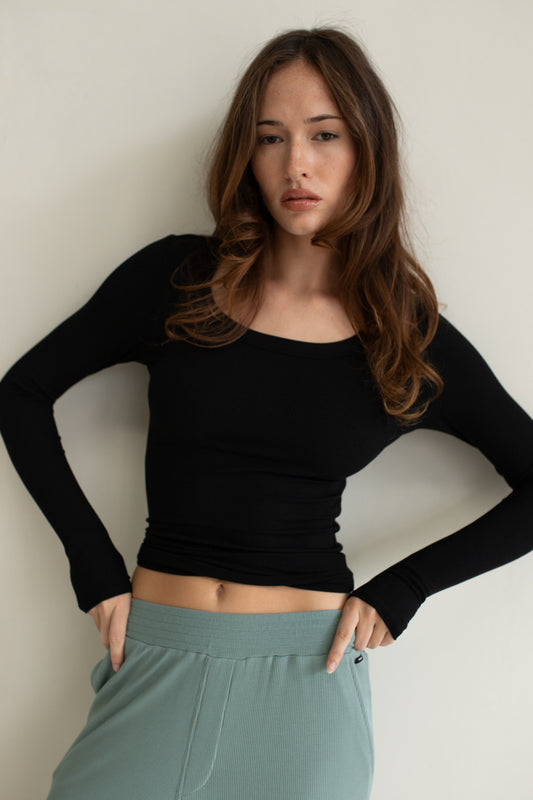 Vaenn - Scoop Neck Long Sleeve Tee