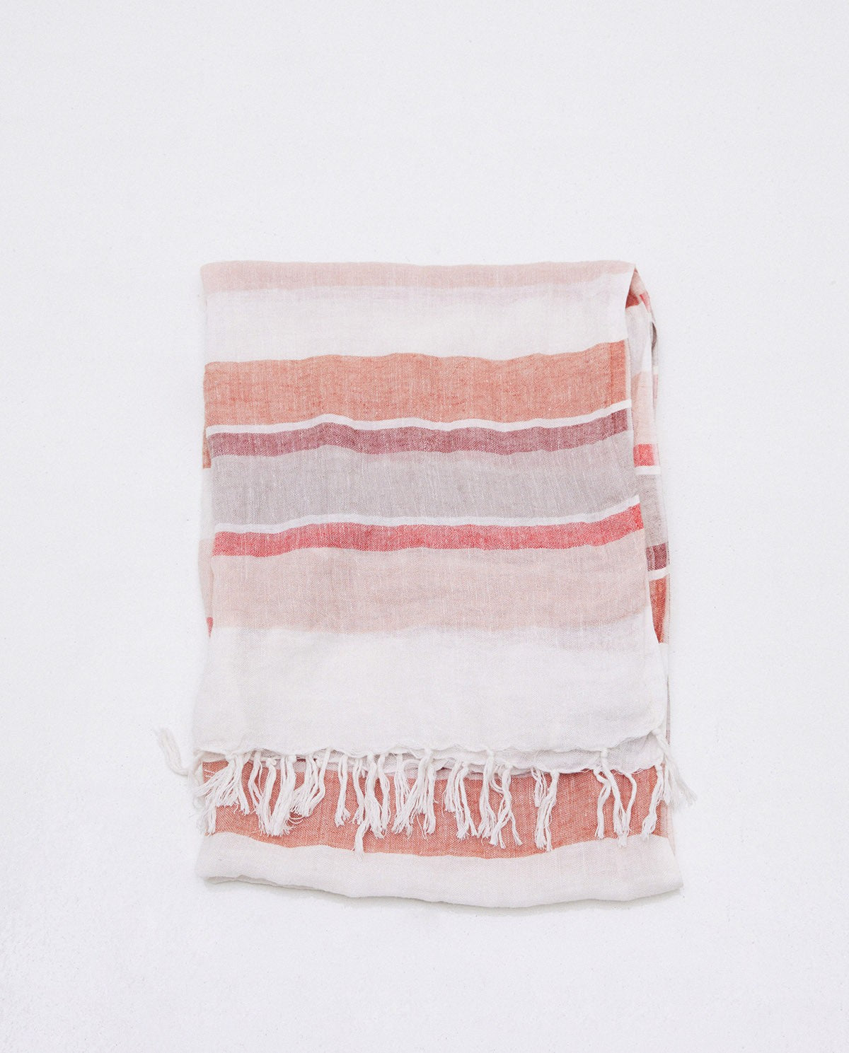 Yerse - 100% Linen Striped Fringed Scarf