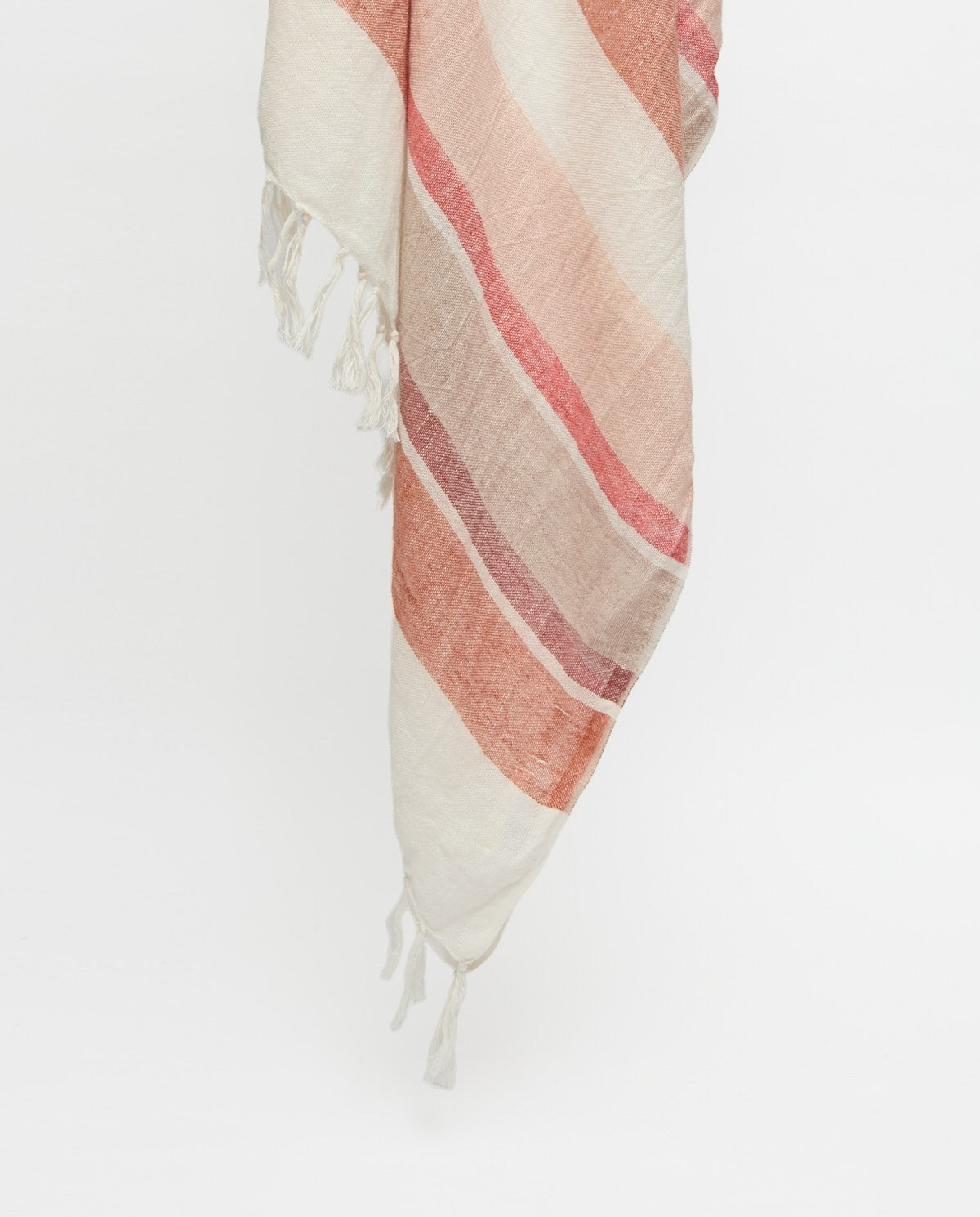 Yerse - 100% Linen Striped Fringed Scarf