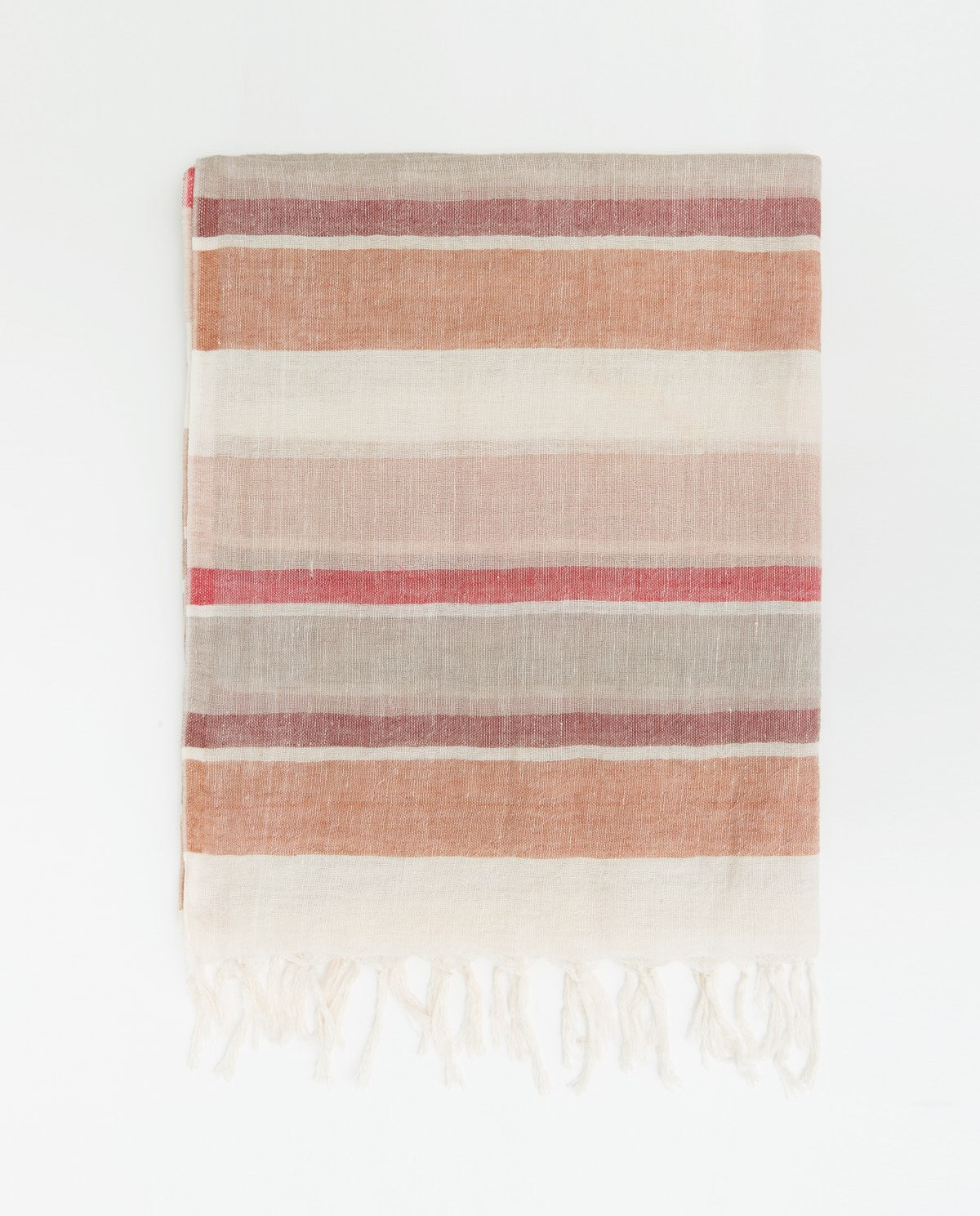 Yerse - 100% Linen Striped Fringed Scarf