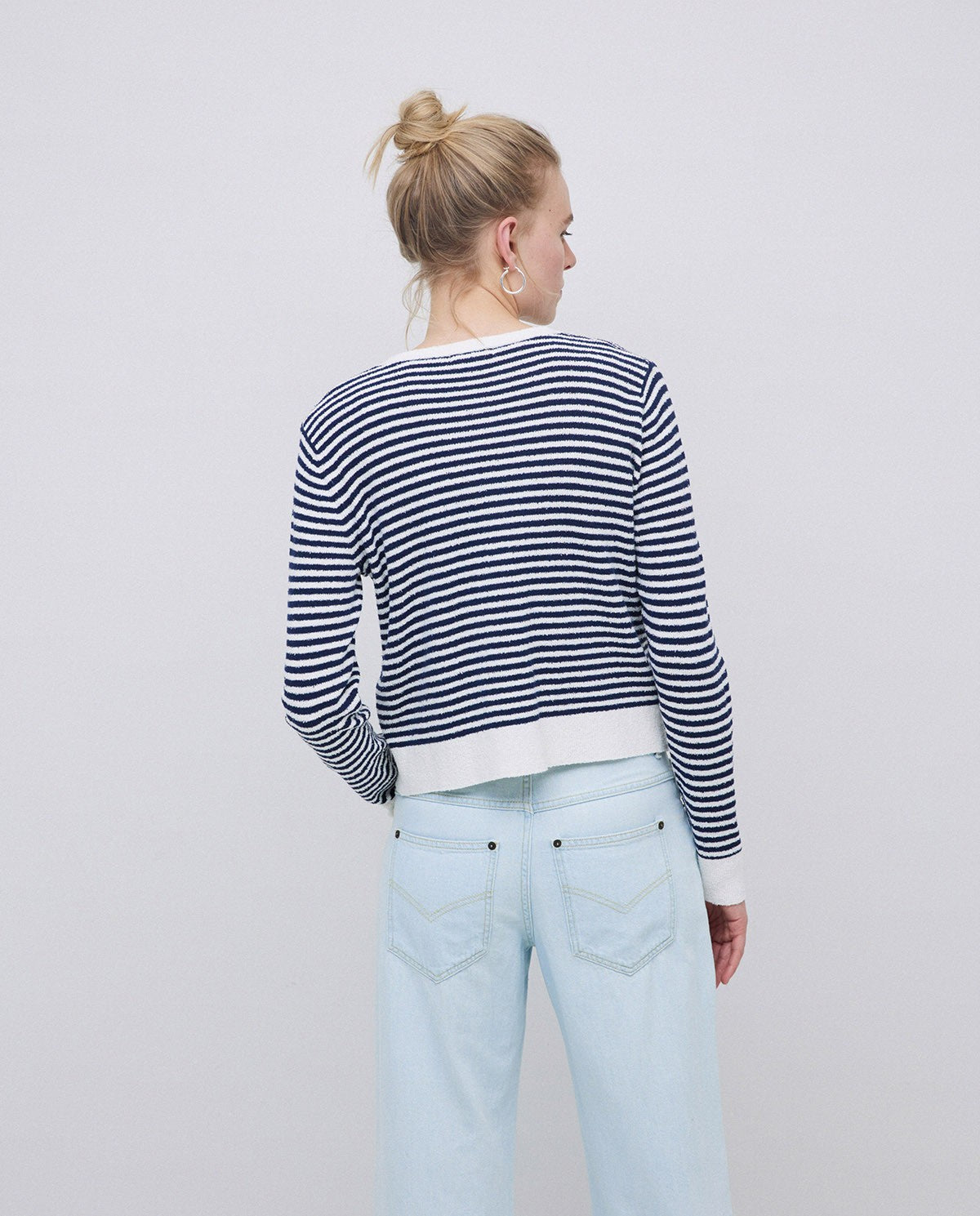 Yerse - Dark Blue Striped Cardigan