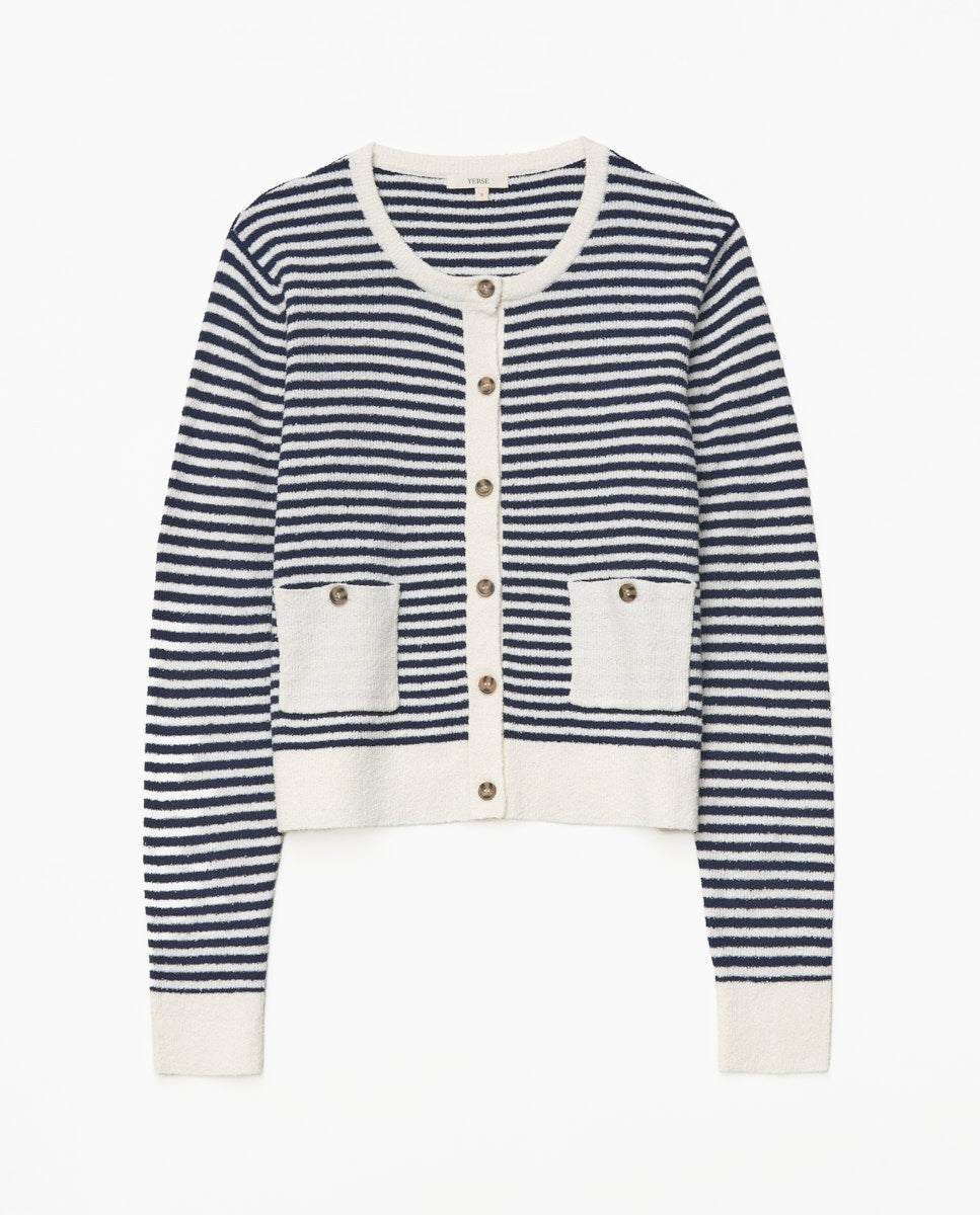 Yerse - Dark Blue Striped Cardigan