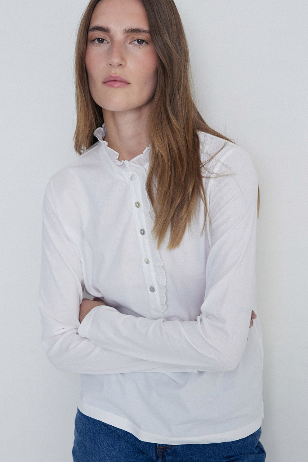 Yerse Long Sleeve T-Shirt with Frill