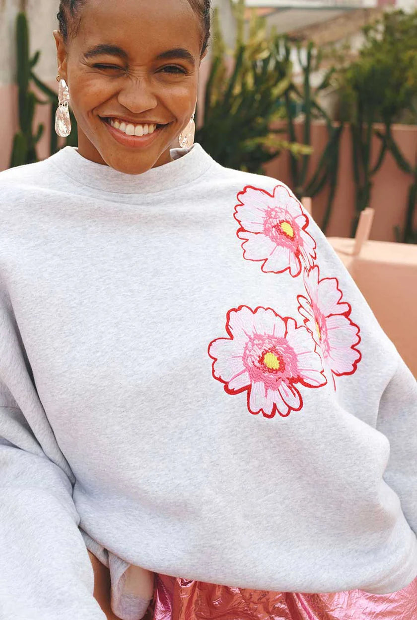 Pom Amsterdam - Grey Embroidered Sweater