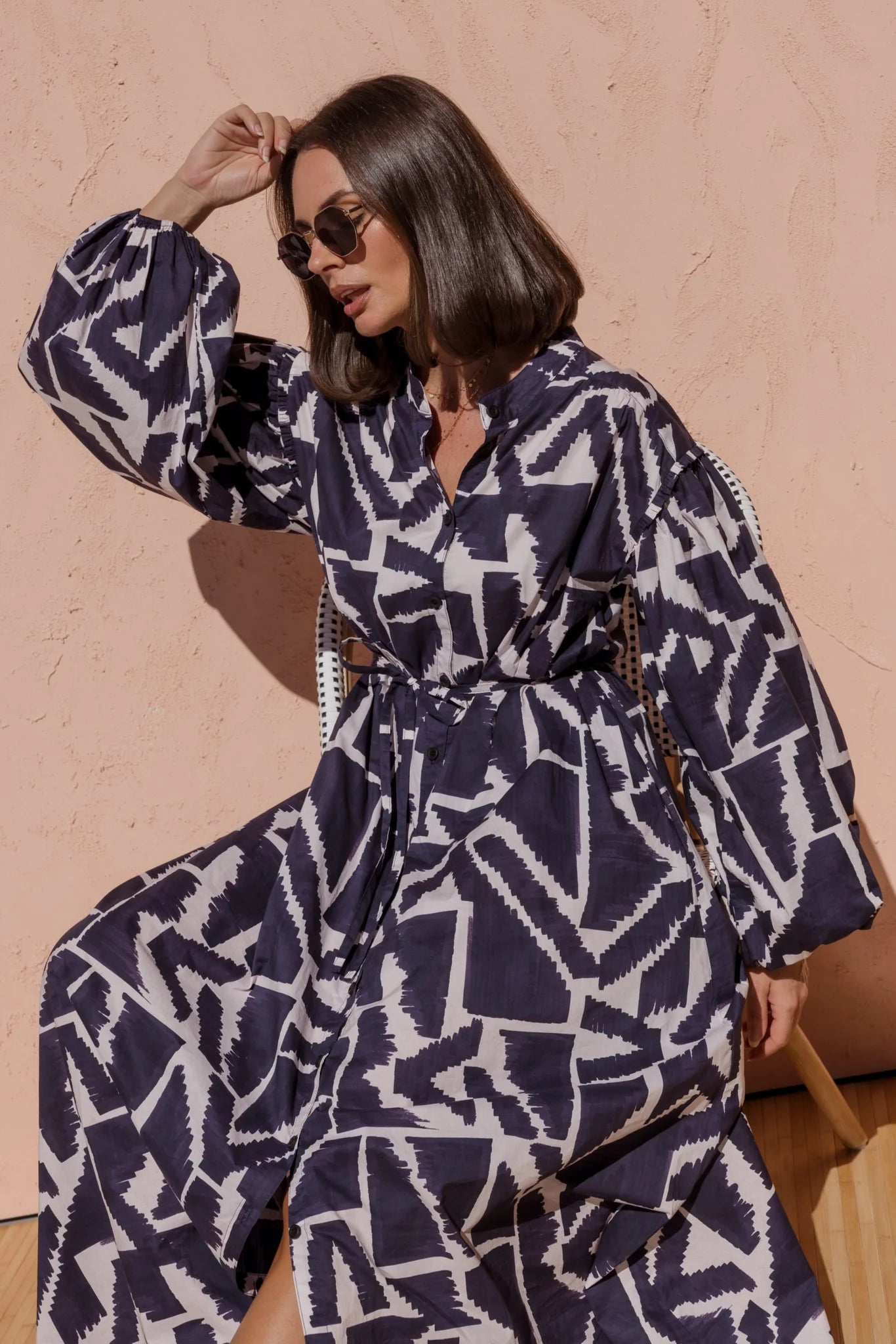Alexandra - Jack Navy Geo Print Dress