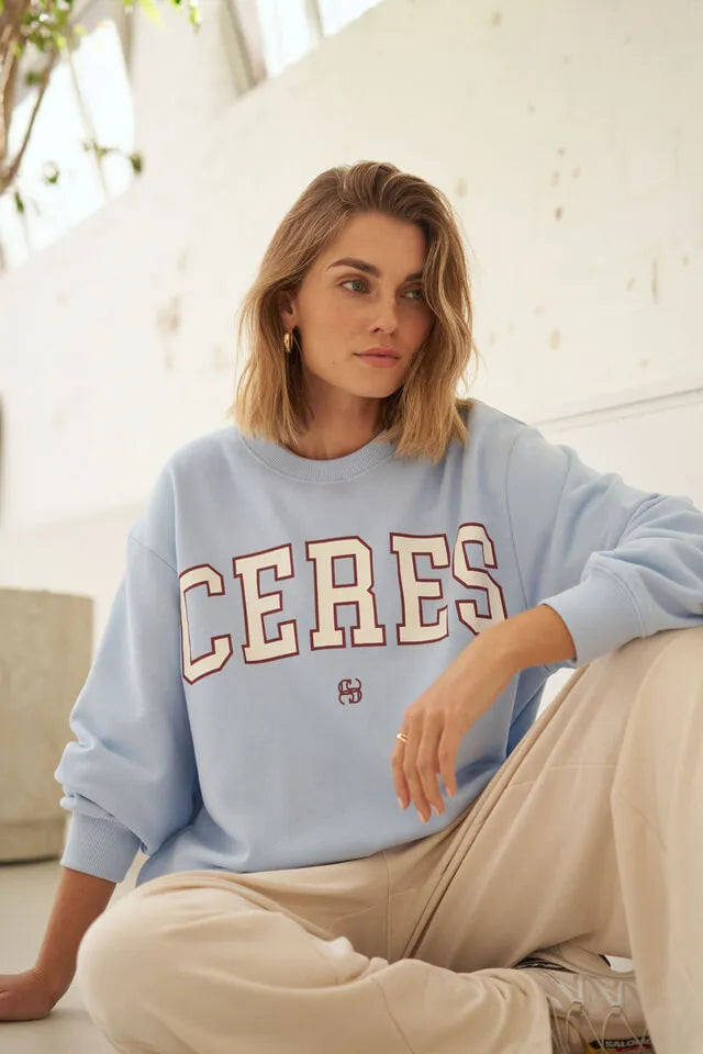 Ceres Life - Isla Oversized Slouchy Crew in China Blue