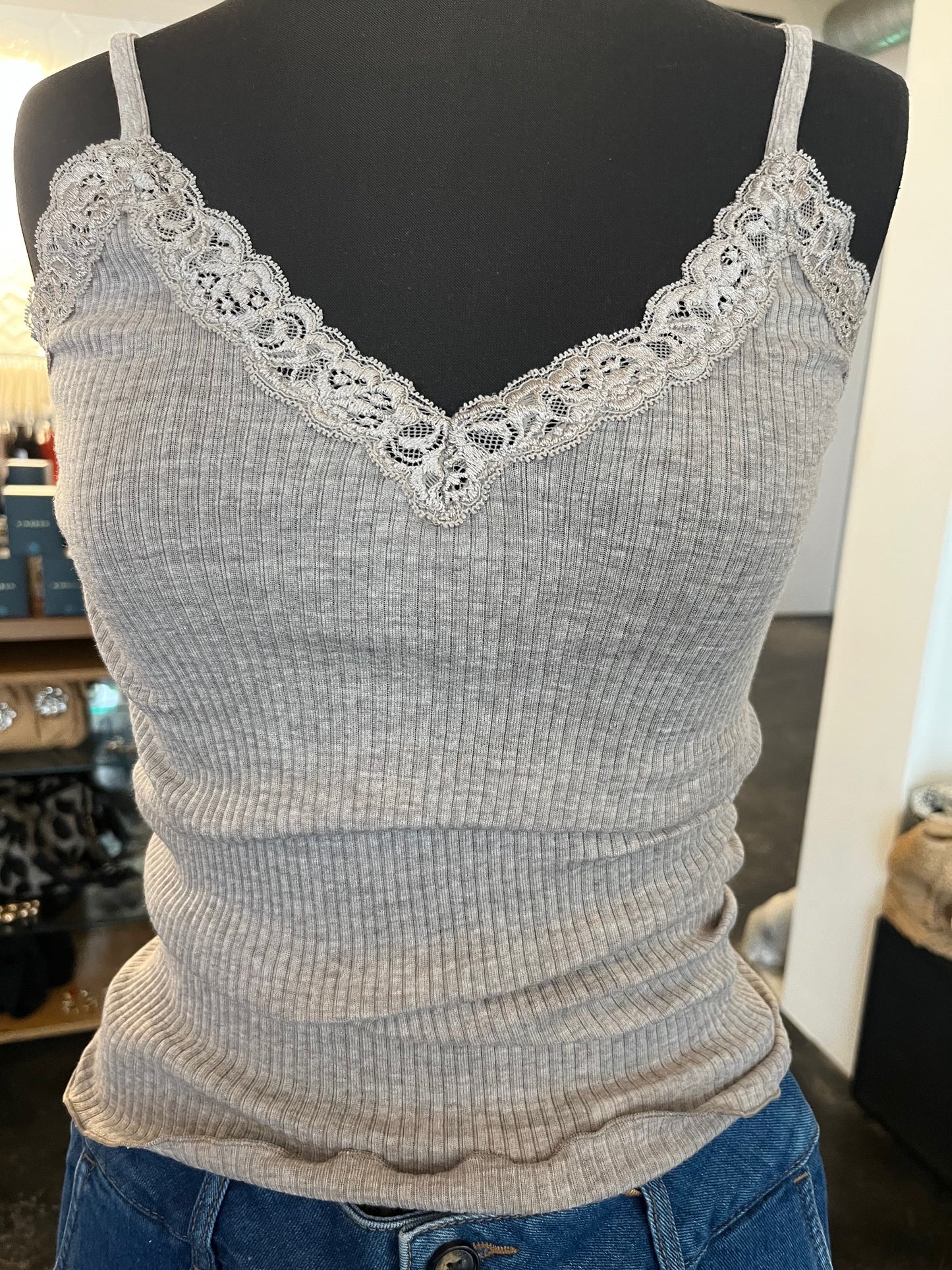 EGi Collections - Wool Silk Camisole with Lace Trim