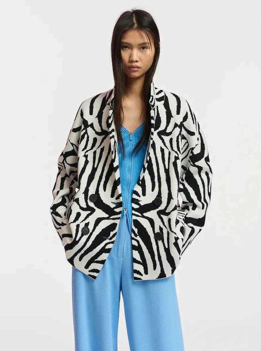 Essentiel Antwerp - Figer Zebra Jacquard-Knitted Jacket