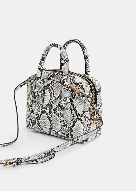 Essentiel Antwerp - Haracola Off-white and black snake print mini bag