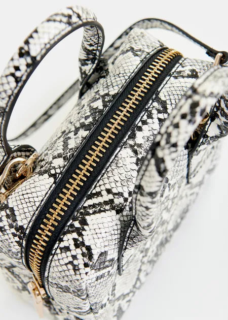 Essentiel Antwerp - Haracola Off-white and black snake print mini bag