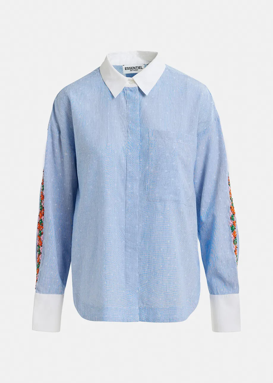 Essentiel Antwerp - Harkle Pinstriped Embroidered Shirt