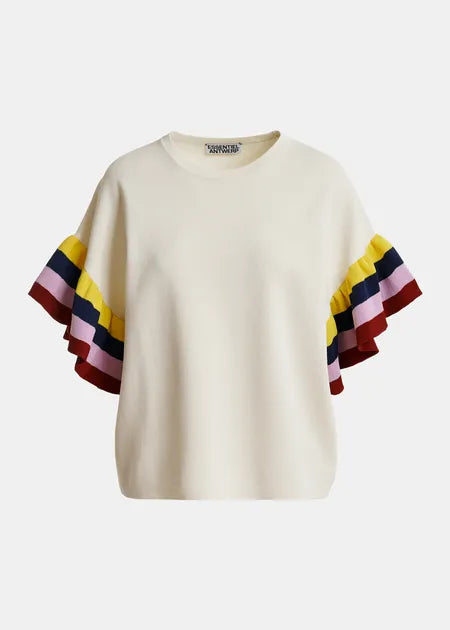 Essentiel Antwerp - Januari Knitted Top with Multicolour Sleeve