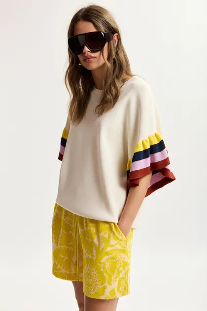 Essentiel Antwerp - Januari Knitted Top with Multicolour Sleeve