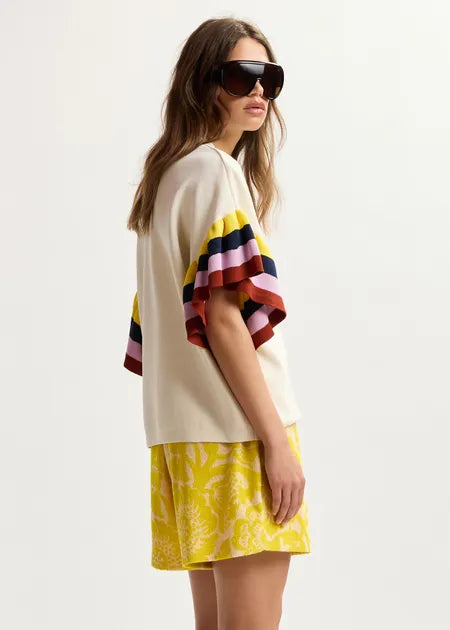 Essentiel Antwerp - Januari Knitted Top with Multicolour Sleeve
