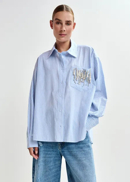 Essentiel Antwerp - Jomeke Oversized Striped Embellished Shirt