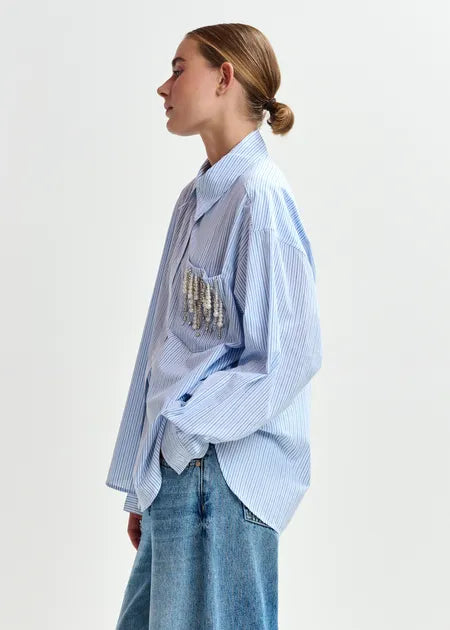 Essentiel Antwerp - Jomeke Oversized Striped Embellished Shirt