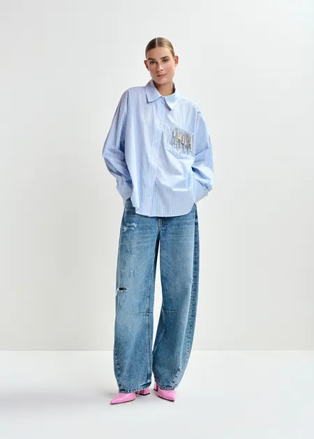 Essentiel Antwerp - Jomeke Oversized Striped Embellished Shirt