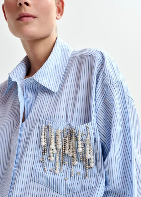 Essentiel Antwerp - Jomeke Oversized Striped Embellished Shirt