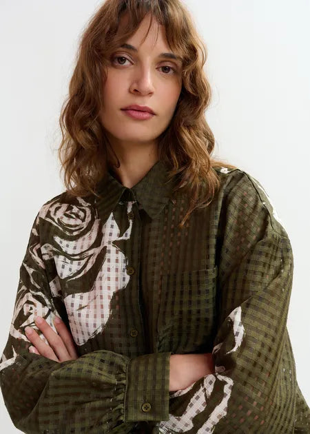 Essentiel Antwerp - Jorange Oversized Sheer Printed Shirt