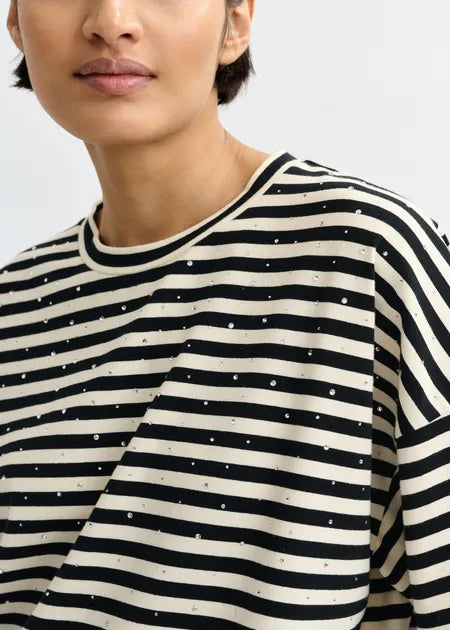 Essentiel Antwerp - Joste Rhinestone Striped T-Shirt