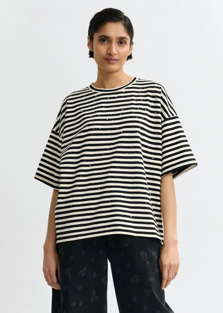 Essentiel Antwerp - Joste Rhinestone Striped T-Shirt